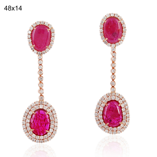 Diamond Ruby Drop Earrings