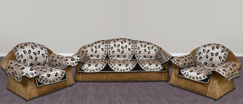 ATTRACTIVE ELEGANT BLACK SOFA COVER - Chenille Fabric, 23x27 Inch, 1 Set (Includes 16 Panels), Rectangle Shape, Embroidered Design No. 16BTSC2001B