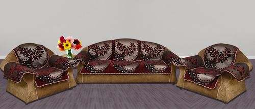 BHAVYA CLASSIC CHENILLE SOFA COVER - Chenille Fabric, 23x27 Inch, Design No 16BTSC2012M | Embroidered Pattern, Rectangle Shape, Ideal for Home and Hotel