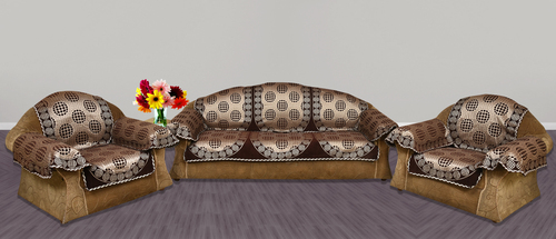 Dark Chocolaty 5 Seater Sofa Cover - Chenille Fabric, 23x27 Inch Panels (Set Of 16), Embroidered Pattern | Silk Filling, Ideal For Hotel And Home Use