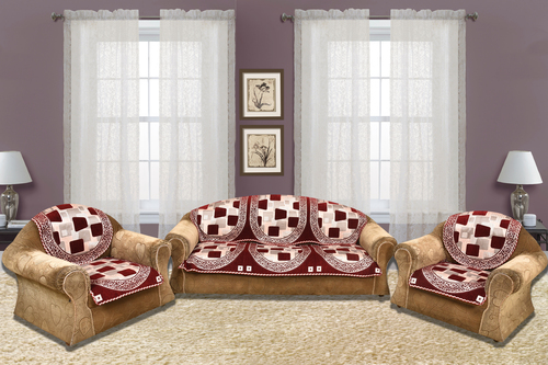 COLORFUL CHENILLE SOFA COVER - Chenille Fabric, 23x27 Inch, Design No 10BTSC126Bm | Customized Styles, Embroidered Pattern, Ideal for Home & Hotel