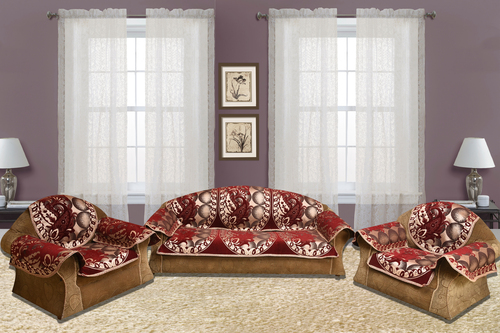 MAROON CHENILLE SOFA PANELS - Rectangle 23x27 inches | Set of 16, Embroidered Chenille Fabric for Home & Hotel Use