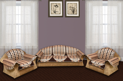 3D Chocolaty Chenille Sofa Cover - 1 Set of 16 Panels, 23x27 Inch | Embroidered Pattern, Ideal for Home and Hotel Use, No Zipper
