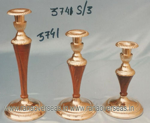 BrassWoodCombinationCandleStand3741