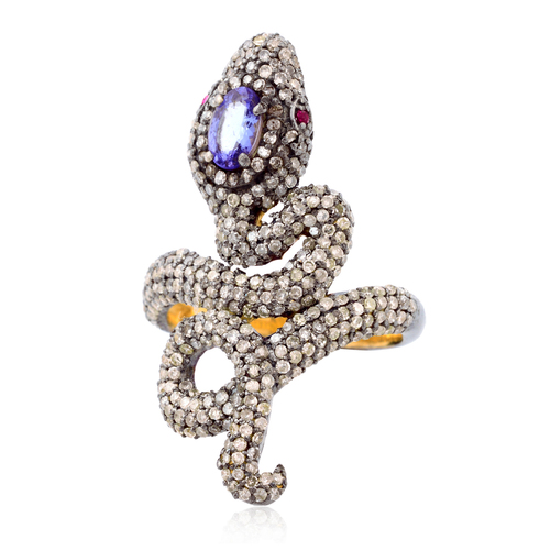 Diamond Tanzanite Snake Ring