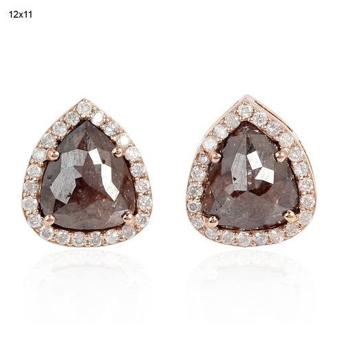 18k Rose Gold Ice Diamond Stud Earrings