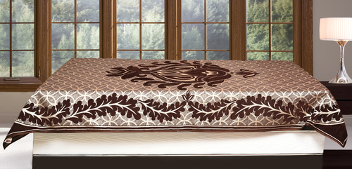Chenille Single Diwan Bed Sheet - 54x90 Inches | Quick Dry, Washable, Printed Design for Hotel and Home Use, Twin Size