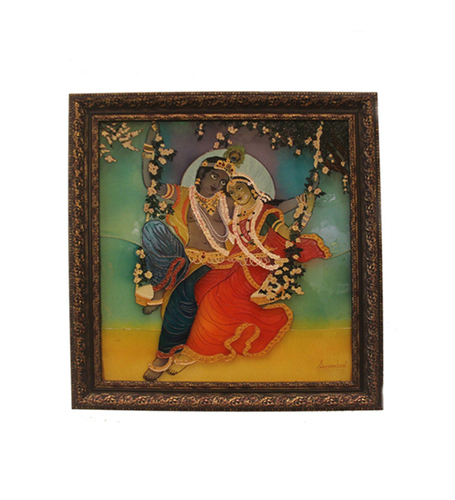 Radha Krishna Painting on Toughened Glass