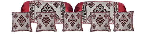 Attractive Combo Of Bolster & Cushion Cover - Chenille Fabric, 5 Cushion Covers (18x18 Inches), 2 Bolster Covers (18x31 Inches) | Embroidered Design, Ideal For Home & Hotel Use