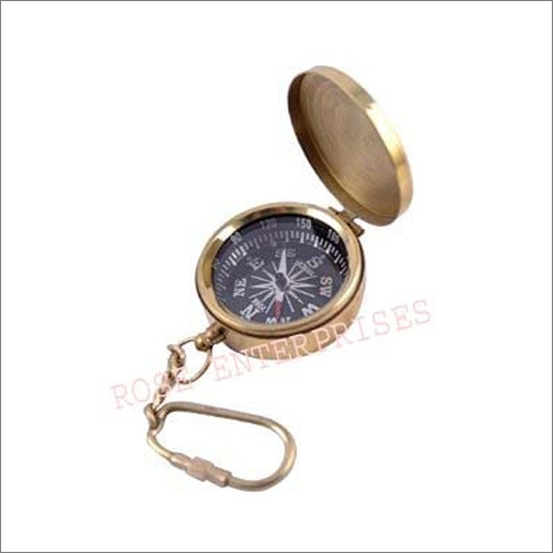 Nautical Brass Compass Key Chain with Cap