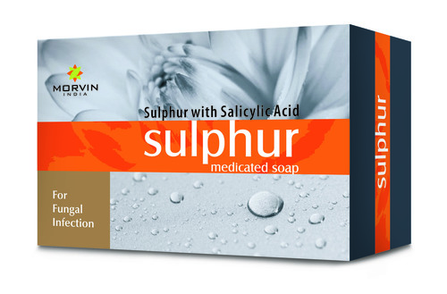 Sulphur Medicated Soap - 75GM, 10% Precipitated Sulphur USP, 3% Salicylic Acid I.P. | Anti-Acne, Oil Control, Lemon Fragrance, Long Shelf Life
