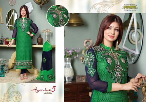Green Embroidered Salwar Suits