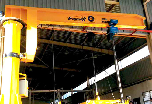 Heavy Duty Jib Crane - M.S. Material, 7 M Arm Length, 3000 Kg Capacity | 360° Rotation, Easy Install, Rust Resistance, Single Operator Use, Hand Cranking