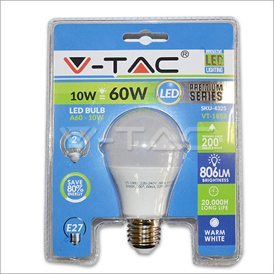 LED Bulb - Plastic, Glass, White, 10W Equivalent 60W | Energy Efficient, Long Lifespan, Bright Light, Easy Install, Durable, Eco-Friendly