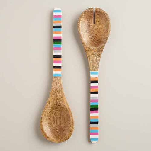 Mango Wood And Resin Salad Server Set