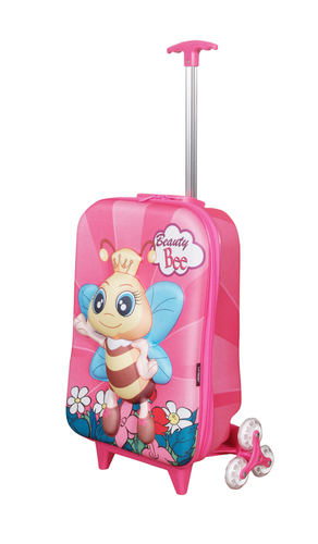 3D Bumble Bee Pink Kid's Trolley Bag