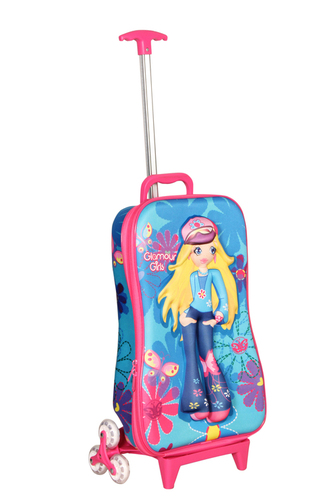 3D Gorgeous Girl Pink Trolley Bag
