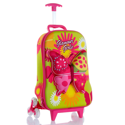 3D Butterfly Green Children's Trolley Bag