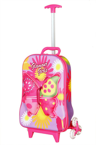 3D Butterfly Purple Children's Trolley Bag