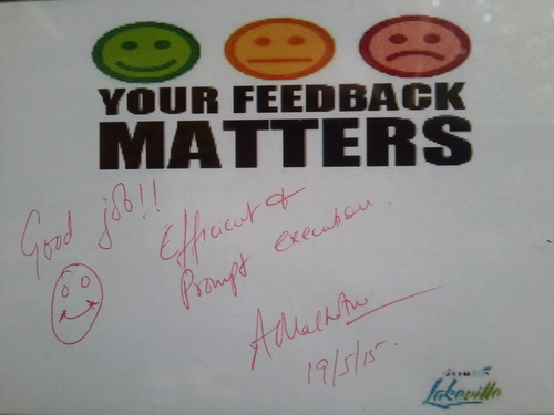 our client's feedback