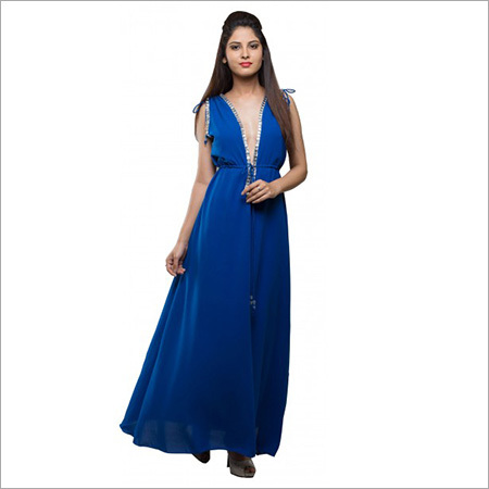 Blue Backless Gown