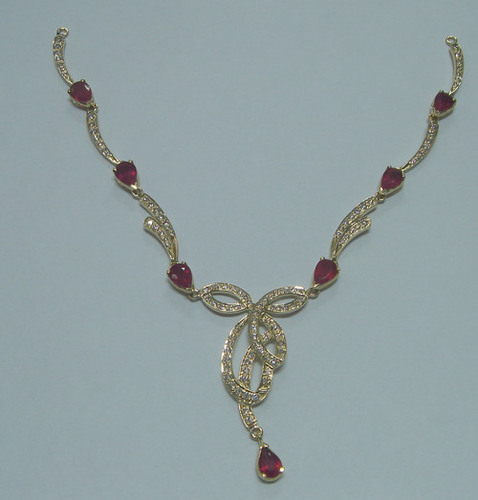 Gold Diamond Ruby Necklace