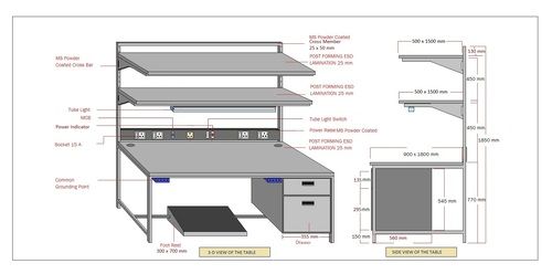 Electrostatic Dissipative Workstation Table