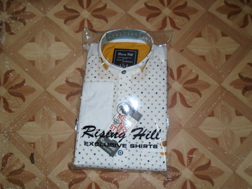 Cotton Casuals - Cotton M, White, Spread Collar | Soft, Breathable, Stylish Polka Dot Long Sleeve