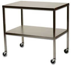 Stainless Steel Trolley for Food - 60x40 cm, Two Shelves, Polished Finish, Mobile, Durable