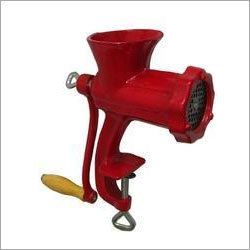 Hand Operated Meat Mincer - Cast Iron, 48x30x27cm, Red | Durable, Manual, One-Piece Steel Knife, 4.5mm Plate