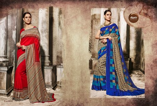 APPLE SAREES - Red Georgette, 5.5 Meters | Elegant Printed Design, Soft, Trendy, Comfortable Fit