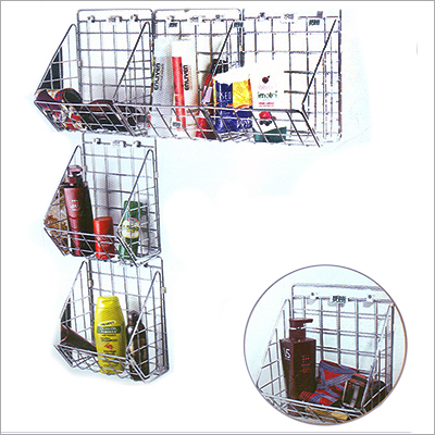 Wall Organizer - Steel Wire, Chrome Plated, Silver, 3 Baskets | Space Saving, Durable, Easy Installation, Versatile Design