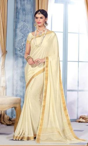 Off White Royal Jacquard Crape Designer Saree