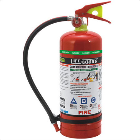 Clean Agent Fire Extinguisher - Mild Steel 6 kg, Red and Black Color | Squeeze Grip Type, More Than 2 M Discharge Range, 13 Sec Discharge Duration