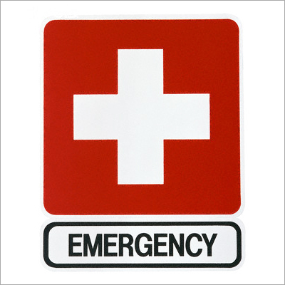 Emergency Sign - Plastic, 1 Kilogram Weight | Red and White Directional Sign for 24-Hour Emergency Guidance
