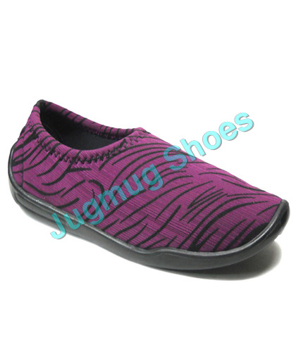 Ladies Belly Shoes - Fabric & Rubber, Slip-on, Purple | Anti-skid, Breathable, Lightweight, Flexible, Comfortable, Excellent Fitting, Striped Pattern