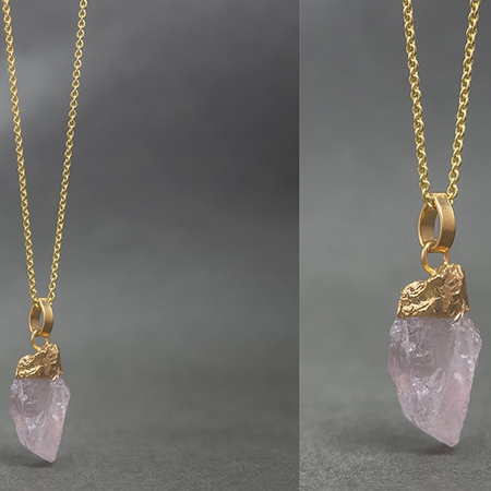 Gold Plated Rose Quartz Pendant