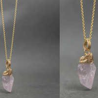 Gold Plated Rose Quartz Pendant