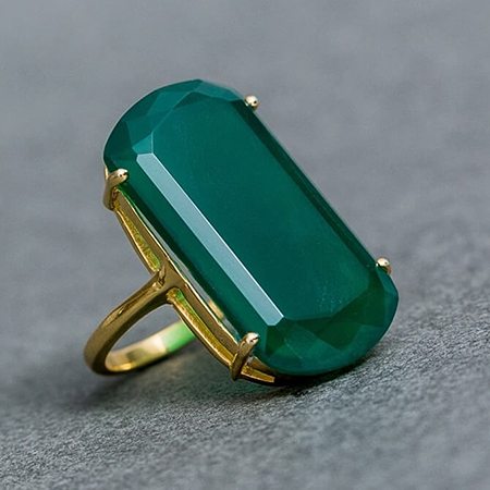 Gold Plated Ring with Green Onyx