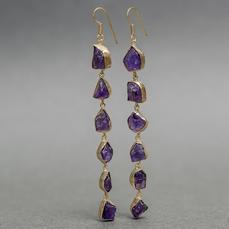 Gold Plated Amethyst Earring