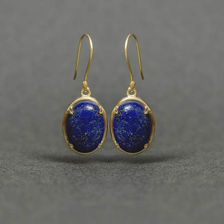 Gold Plated Earring with Semi precious Lapis
