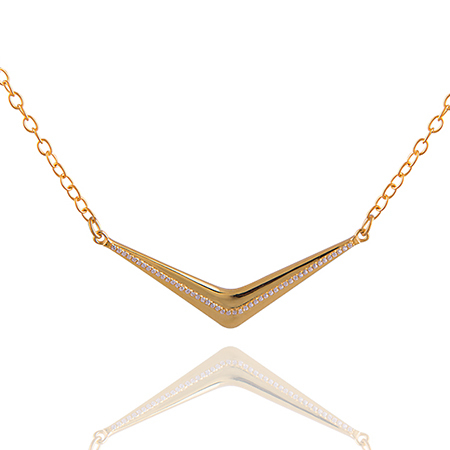 Gold Plated Pendant with Black Cubic Zircon