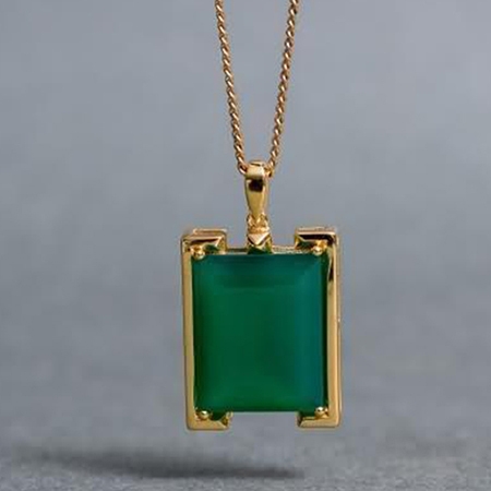 Gold Plated Pendant with Green Onyx
