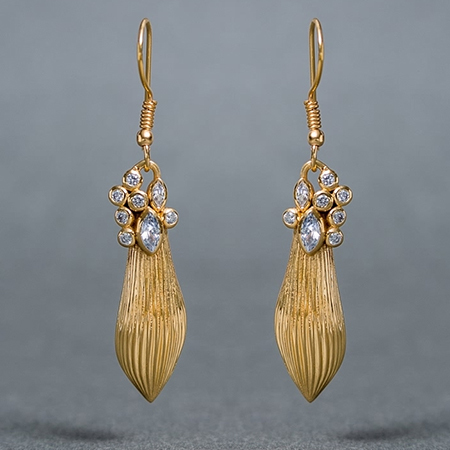 Gold Plated Earring with White Cubic Zircon