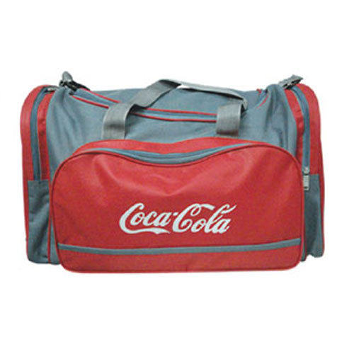 Red And Grey Zptb104 Nylon Travel Bag - Design: Two-Tone Coca-Cola Branding With Side Pockets