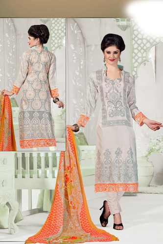 Fancy Suit - Cotton 2.5 Mtr Beige, Customer Choice Sleeves | Elegant Design, Comfortable Cotton, Party Wear