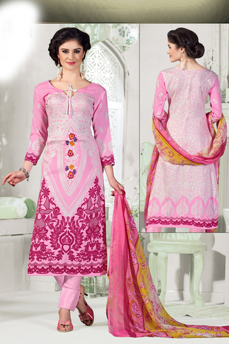 SANTIN Cotton Fancy Suit - Cotton Fabric, 2.5 Mtr, Pink | Elegant Design, Comfortable, Party Ready