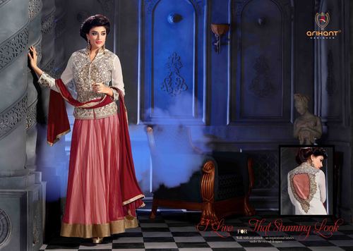 Stylish Anarkali Suit - Georgette Fabric, Floor Length, Peach Color | Embroidered Design, Chiffon Dupatta, Comfortable Fit