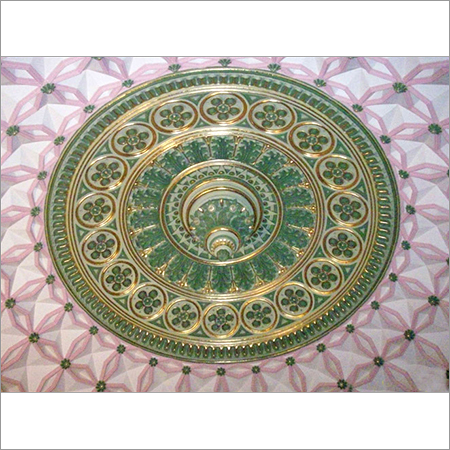 Gold Gilding & Painting in Dome over Entrance Lobby - Gold Leaf, 1000-2000 mm, Glossy Finish | Hand-Applied, Heritage Restoration, Intricate Design, Durable, Prestigious Look
