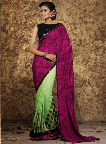 Purple Georgette Straight Saree